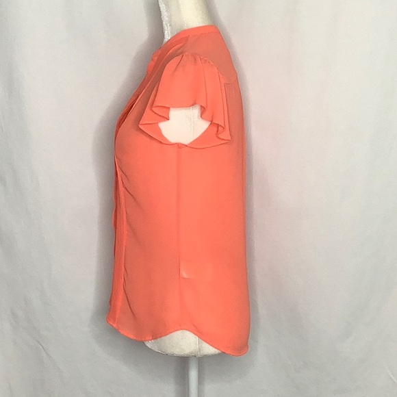 H&M Orange Button Down Blouse With Pintuck Detail Size 6 - Picture 9 of 16